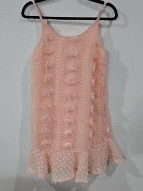 &Merci Sz Small Peach Pink Spaghetti-Strap Ruffle Dress